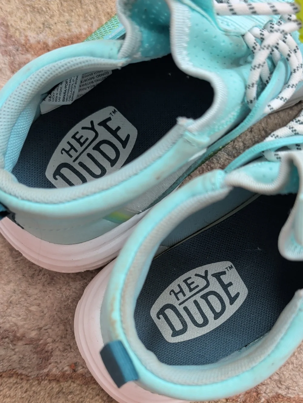 Hey Dude Sirocco Mid Sport Aqua Mint Casual Sneakers with Neon Accents